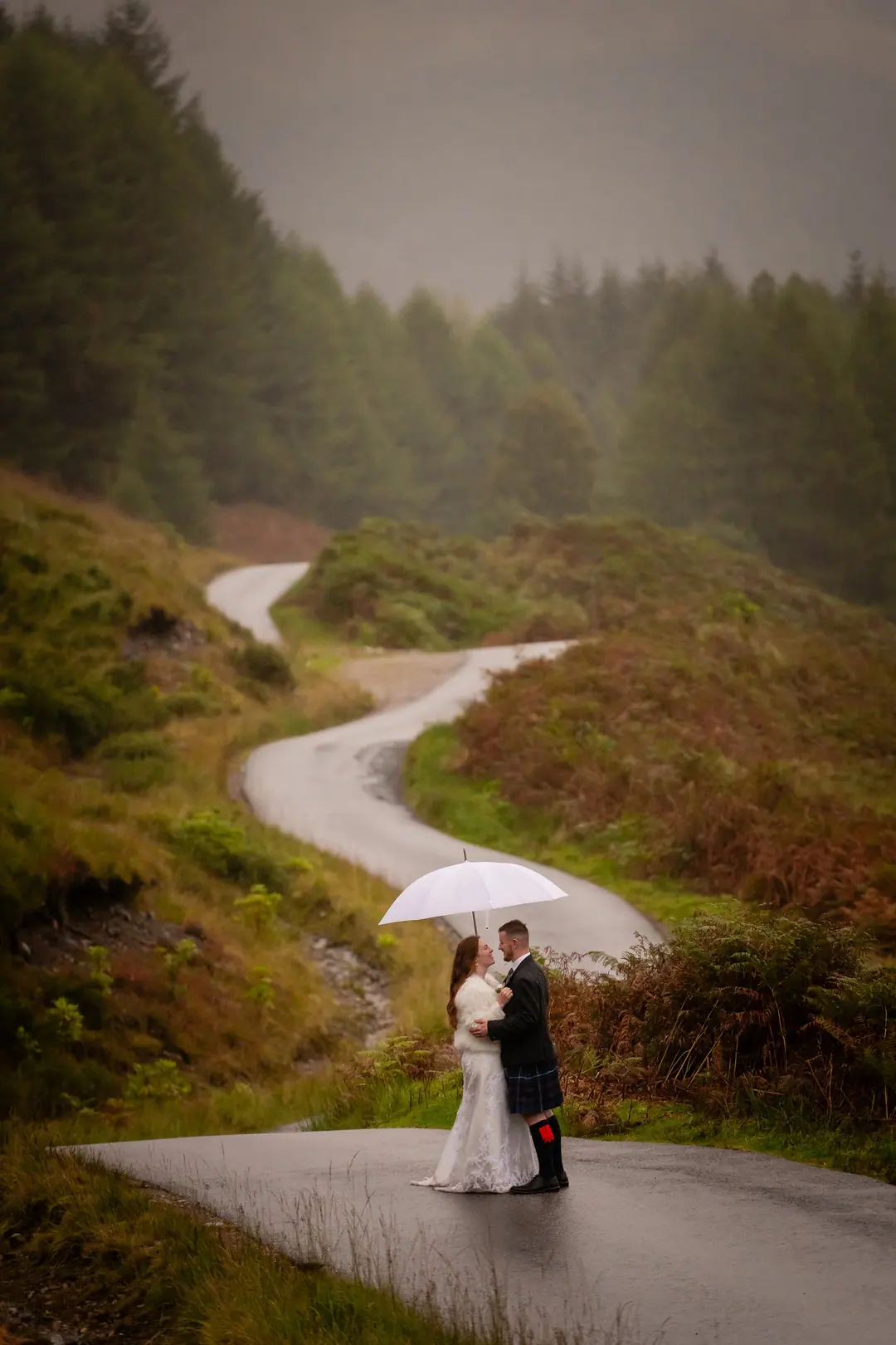 Wedding photography in the rain, Inverness