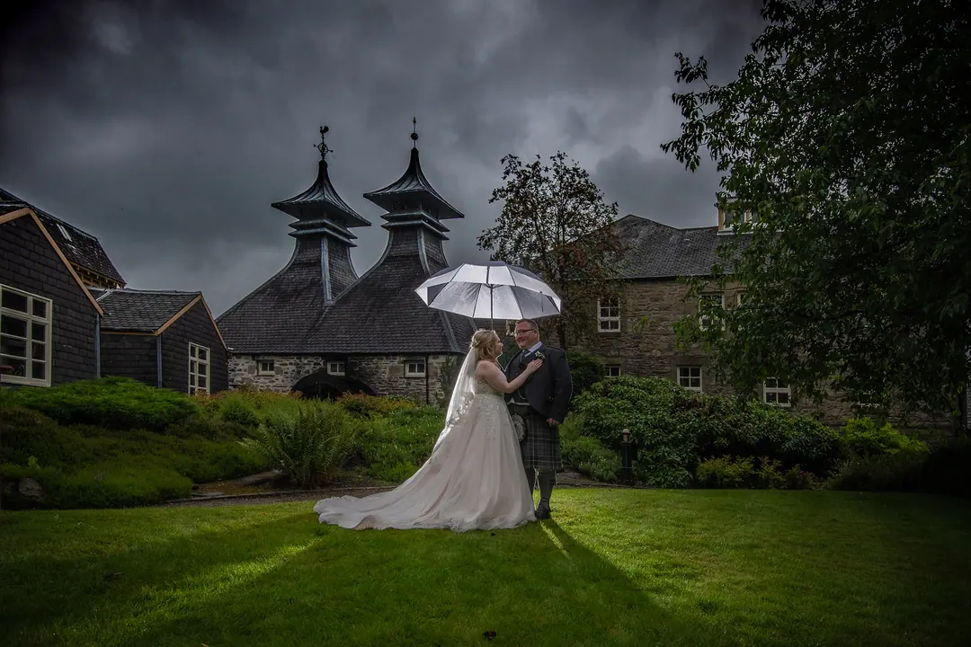 Wedding photography in the rain, Inverness