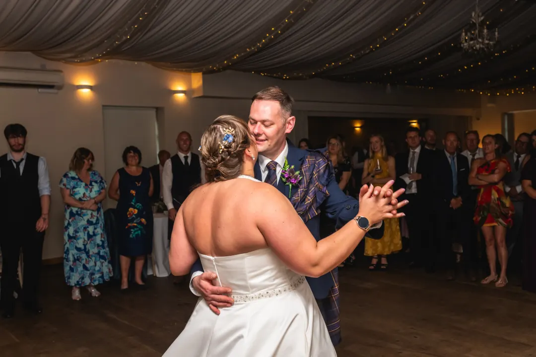 Bride and Groom first dance at Logie Country House, Aberdeenshire.