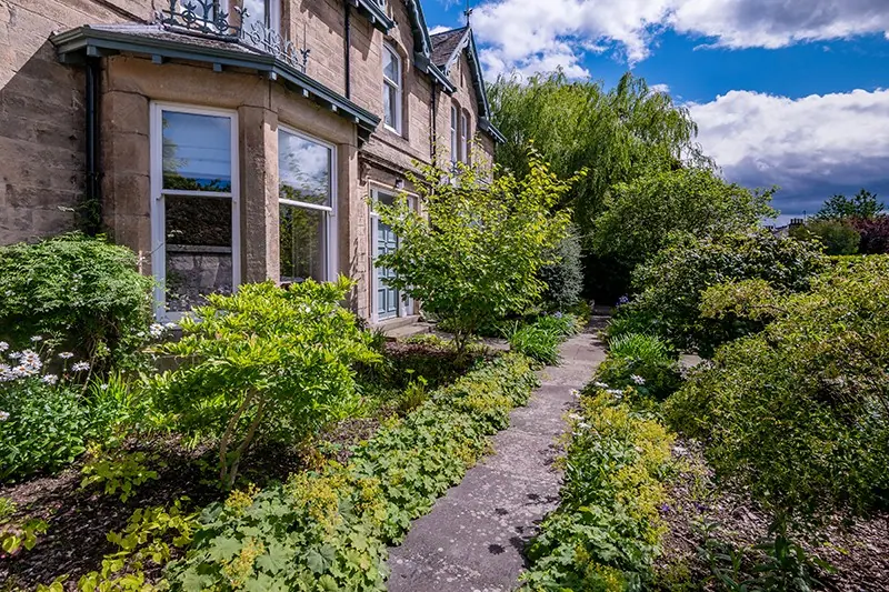 Cottage garden path in summer