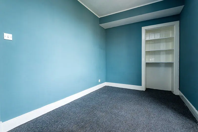 Teal bedroom interior
