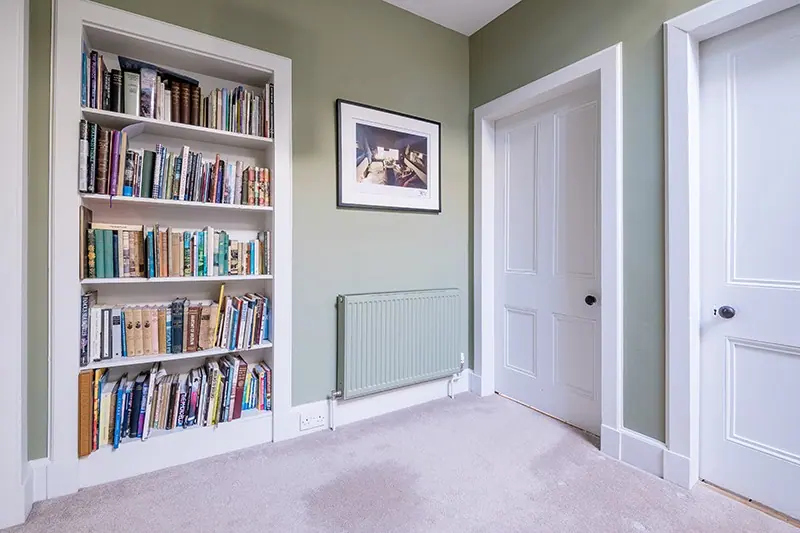 Reading room with bookshelves