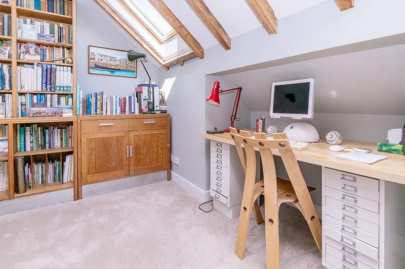 Attic study with skylights