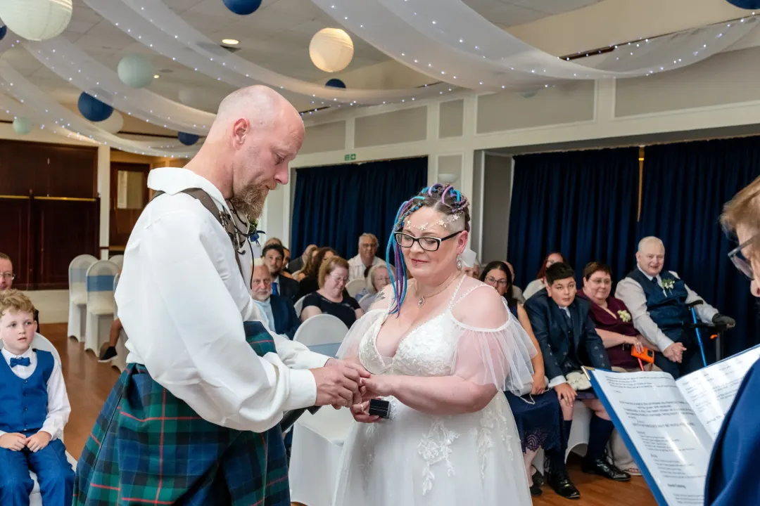A bride and groom during their ceremony at the Weigh Inn Hotel, Thurso