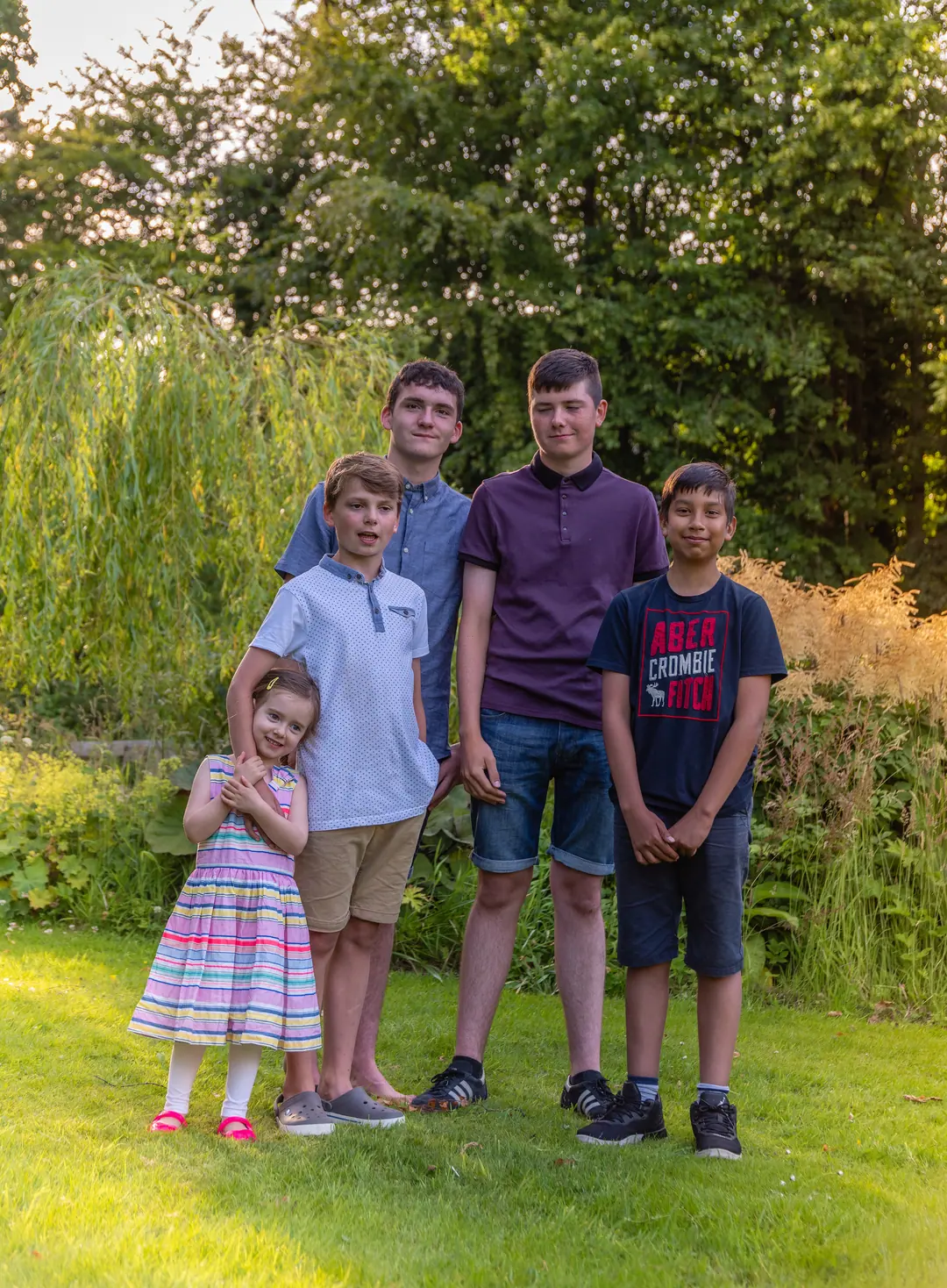 Children in a summer garden